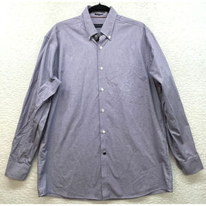 Tommy Hilfiger Shirt Mens 34/35 16.5 Blue Button Down Non Iron Preppy Classic